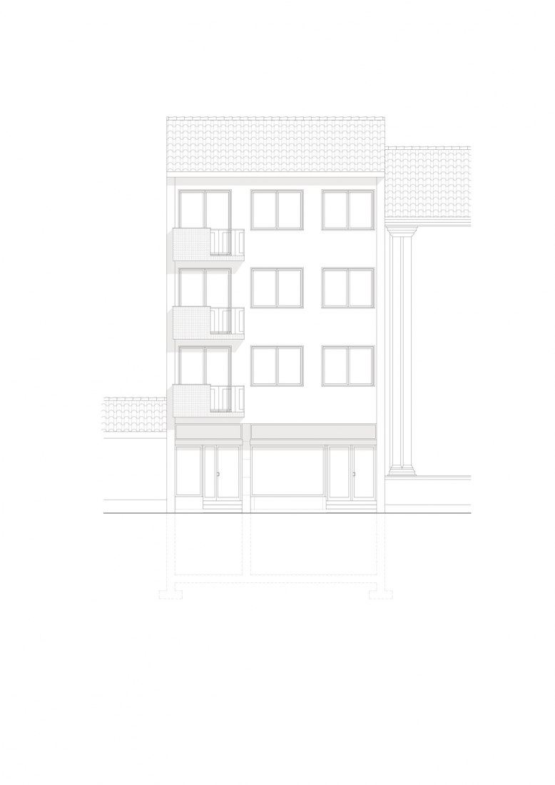 Elevation. Small Dishes building by José Pedro Lima. Elevation. Small Dishes building by José Pedro Lima.