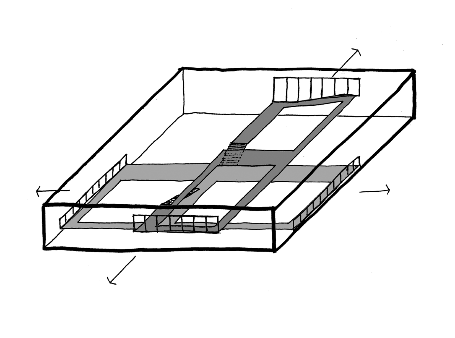 Drawing, circulation. deSingel International Arts Campus by Stéphane Beel Architects. Courtesy of SBA. Drawing, circulation. deSingel International Arts Campus by Stéphane Beel Architects. Courtesy of SBA.
