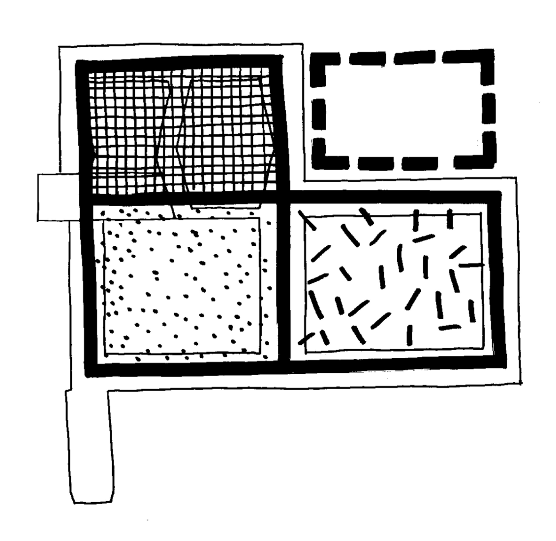 Drawing, quadrants. deSingel International Arts Campus by Stéphane Beel Architects. Courtesy of SBA.  Drawing, quadrants. deSingel International Arts Campus by Stéphane Beel Architects. Courtesy of SBA.