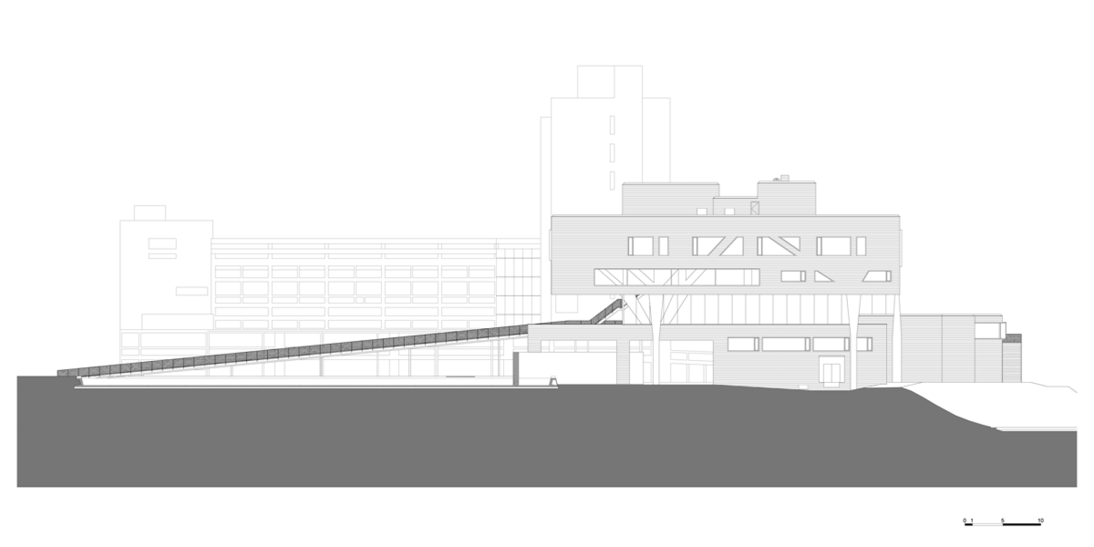 West elevation, deSingel International Arts Campus by Stéphane Beel Architects. Courtesy of SBA. West elevation, deSingel International Arts Campus by Stéphane Beel Architects. Courtesy of SBA.