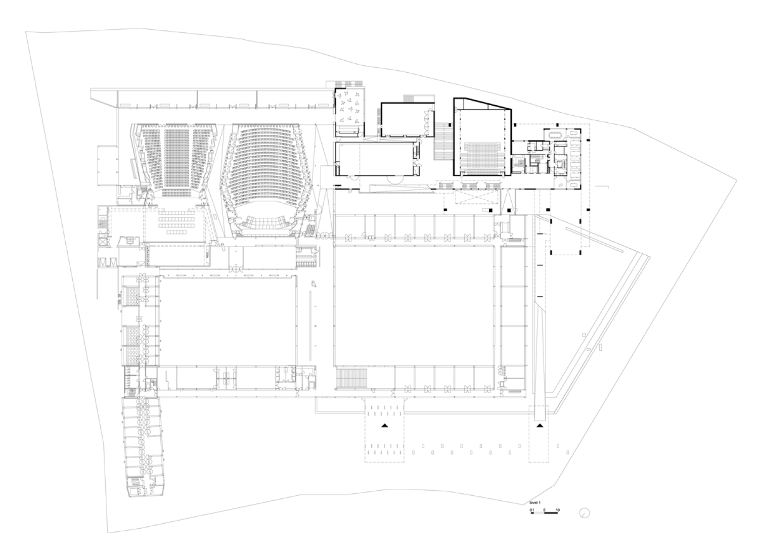 Level 1, deSingel International Arts Campus by Stéphane Beel Architects. Courtesy of SBA. Level 1, deSingel International Arts Campus by Stéphane Beel Architects. Courtesy of SBA.