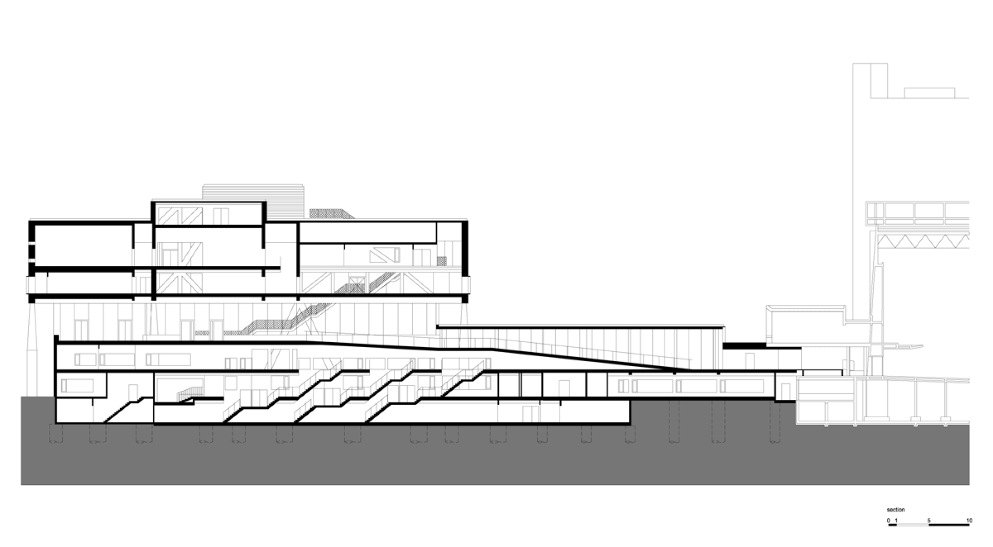 Section, deSingel International Arts Campus by Stéphane Beel Architects. Courtesy of SBA. Section, deSingel International Arts Campus by Stéphane Beel Architects. Courtesy of SBA.